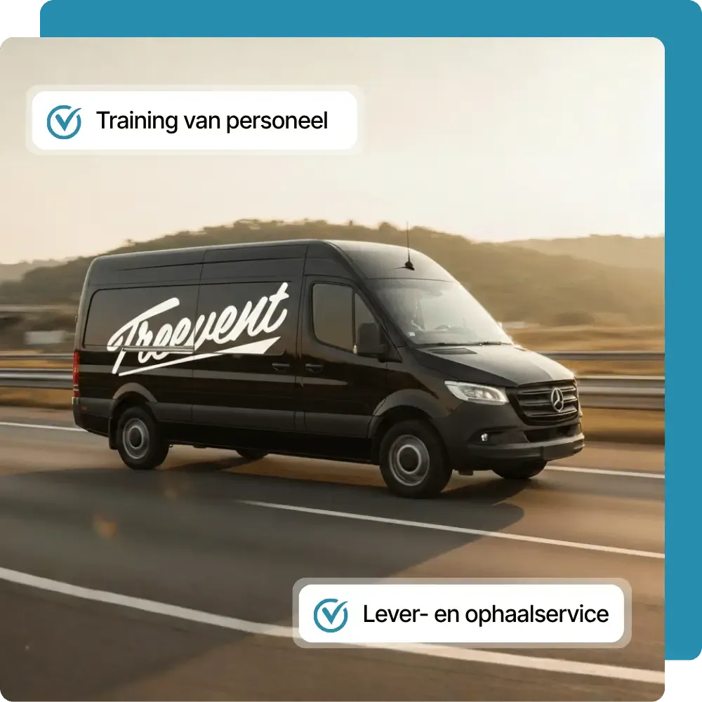 Treevent-bus onderweg, met training van personeel en lever- en ophaalservice